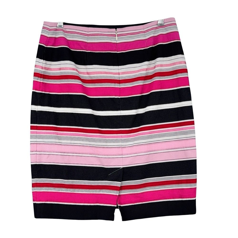 Talbots‎ Petites Pink Black Red Striped Cotton Pencil Skirt 4P Business Casual - Picture 2 of 6